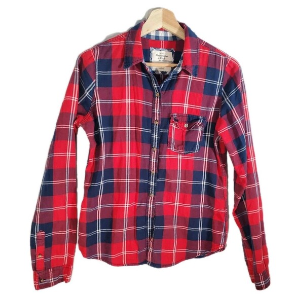 Abercrombie & Fitch Other - Abercrombie Fitch  Red Navy Plaid Button Down M